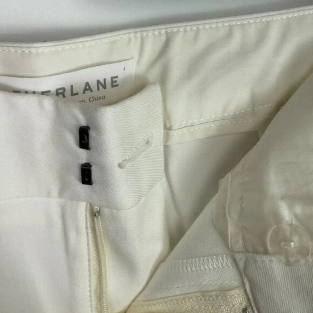 Everlane The Wide Leg High Rise Cotton Work Preppy Pant Off White 4 - Picture 5 of 7